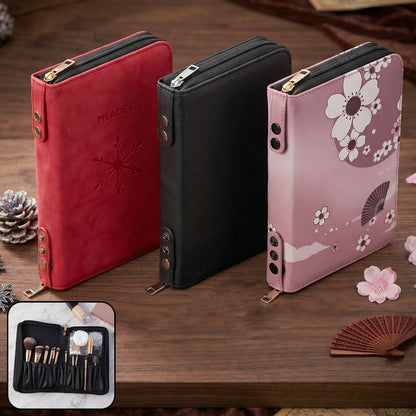 Wukusy stylish makeup organizer bag with zipper, compact cosmetic pouch for storing beauty essentials and makeup products.