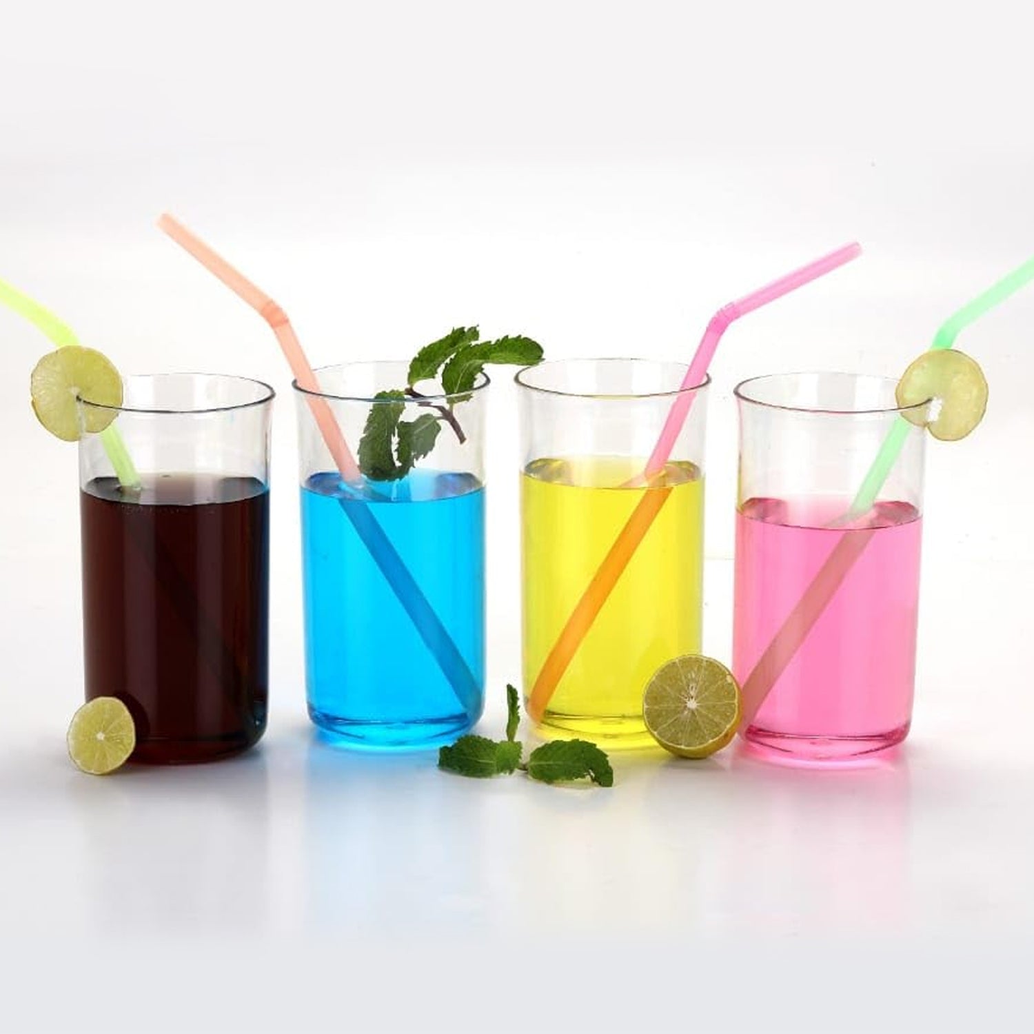 Six Wukusy glossy plastic glass set with 300ml capacity, ideal for home and kitchen use, clear and durable design.