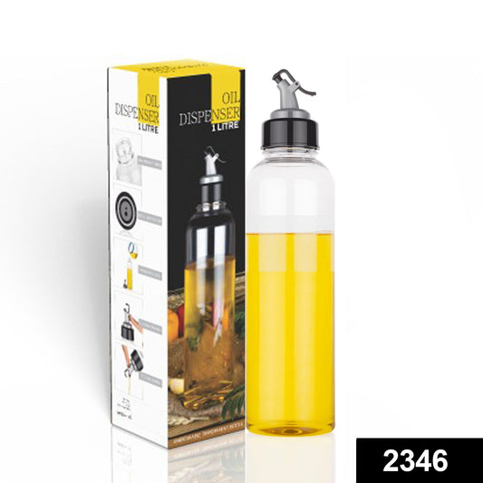 Wukusy 1-liter transparent plastic oil dispenser bottle, kitchen tool for storing and pouring cooking oil.