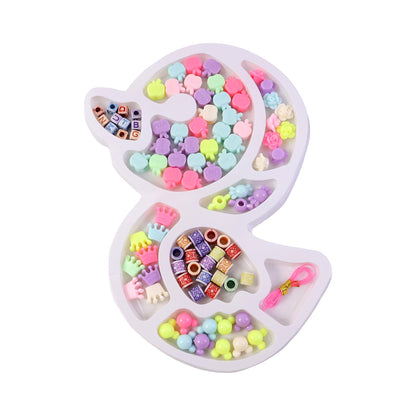 Wukusy DIY kids beading jewelry making craft kit with colorful beads and tools for children's jewelry creation.