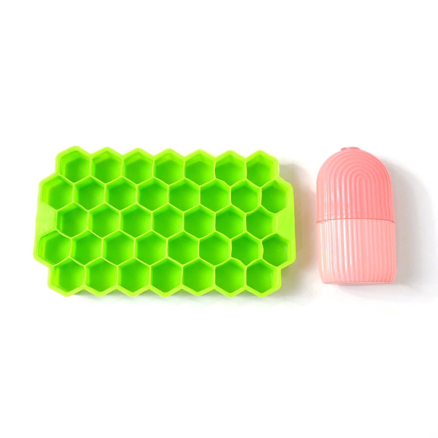 Wukusy Face Icer Roller with honeycomb ice tray, skincare tool for cooling and soothing facial massage, in a 2-piece set.