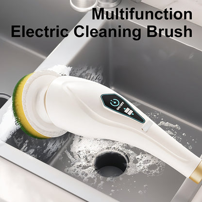 Wukusy 11-in-1 electric spin scrubber for home cleaning, with various brush attachments for deep cleaning surfaces.