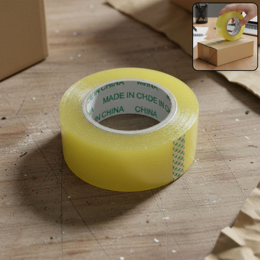 Wukusy transparent adhesive tape roll, 125 x 45 mm, showing the clear tape wound on a cardboard core for packaging use.