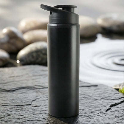 Wukusy premium stainless steel sports water bottle with flip top lid, 900 ml capacity, featuring a sleek design and secure spout.