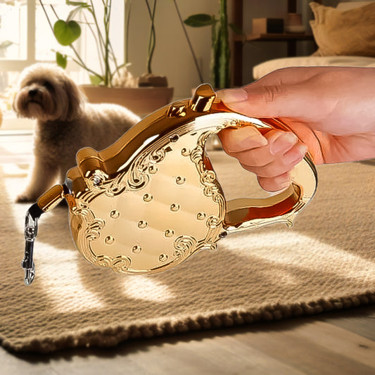 Wukusy retractable telescopic belt rope for cats, 3m gold traction leash, ideal for home improvement and pet safety.