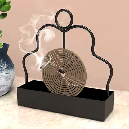 Wukusy mosquito coil holder stand, black metal design, for outdoor use, with a circular base and coil holder on top.