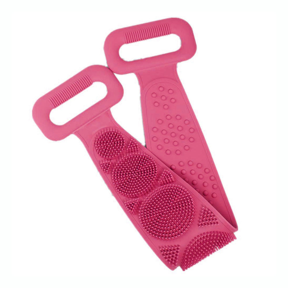 Wukusy 7275 silicone body back scrubber with double sides for deep cleaning, featuring textured surfaces for exfoliating skin during bathing.