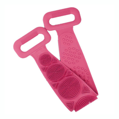 Wukusy 7275 silicone body back scrubber with double sides for deep cleaning, featuring textured surfaces for exfoliating skin during bathing.