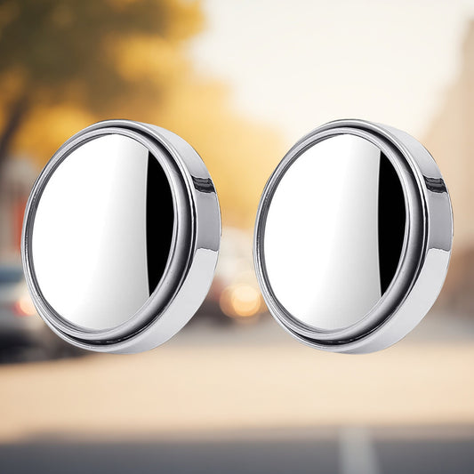 Pair of round HD glass blind spot side mirrors by Wukusy, designed for vehicle safety and improved rear visibility.