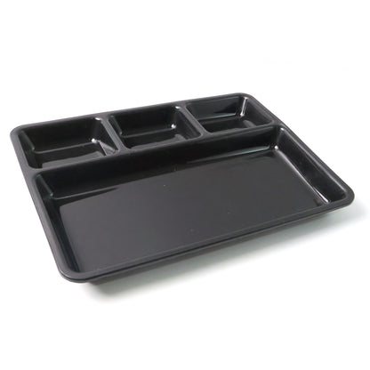 Wukusy plastic 4-compartment rectangular meal serving tray with sectioned design, ideal for organized dining and meal portions.