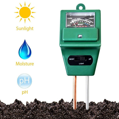 Wukusy 605 3-Way Soil Meter for pH testing, featuring a digital display and probes for accurate soil pH, moisture, and light measurement.