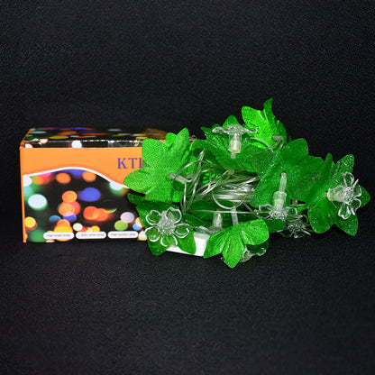 Wukusy leaf and flower LED decorative string light, 3 meters long, with warm white LED bulbs and leafy floral design.