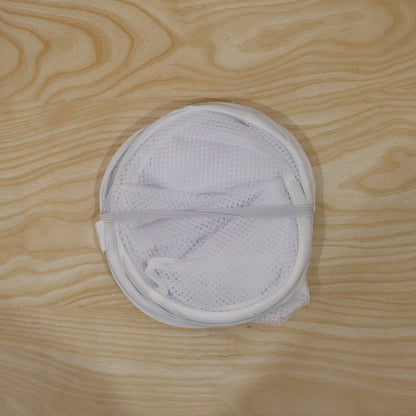 Foldable Wukusy fabric mesh laundry basket with handles, 33x33x54cm, for organizing clothes and laundry storage.