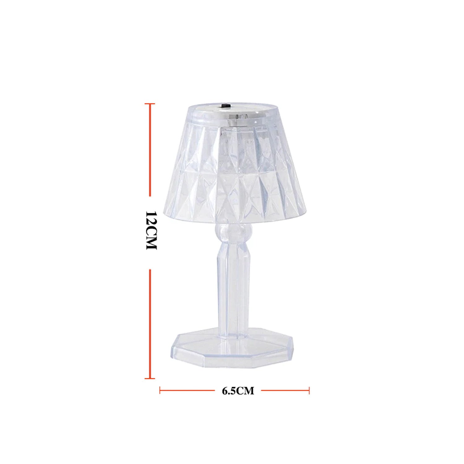 Wukusy 6610 2-in-1 transparent mini crystal table lamp with reflection light, showcasing its sleek design and illuminated crystal features.