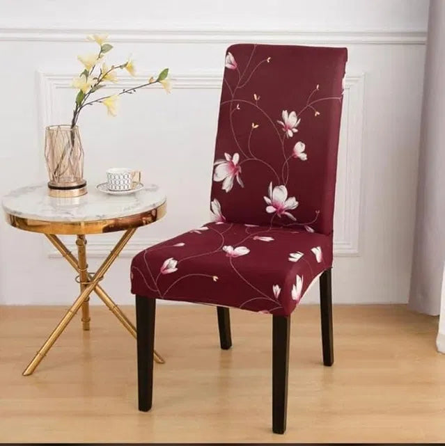 Set of four floral printed dining chair covers by 6201, decorative fabric slipcovers for dining room chairs.