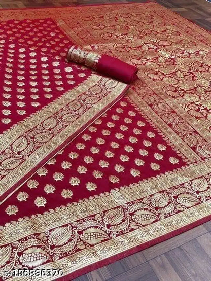 Purple Jacquard Saree for women with intricate woven patterns, 6.3 meters long, paired with matching blouse for elegant traditional wear.