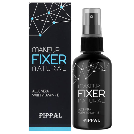 Pippal Beauty Makeup Fixer spray with Vitamin E and Aloe Vera, hydrating and refreshing setting spray in 80ml bottle.