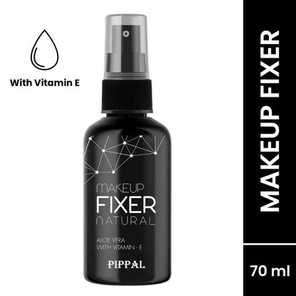 Pippal Beauty Makeup Fixer spray with Vitamin E and Aloe Vera, 80ml, hydrating and refreshing setting spray for a dewy finish.