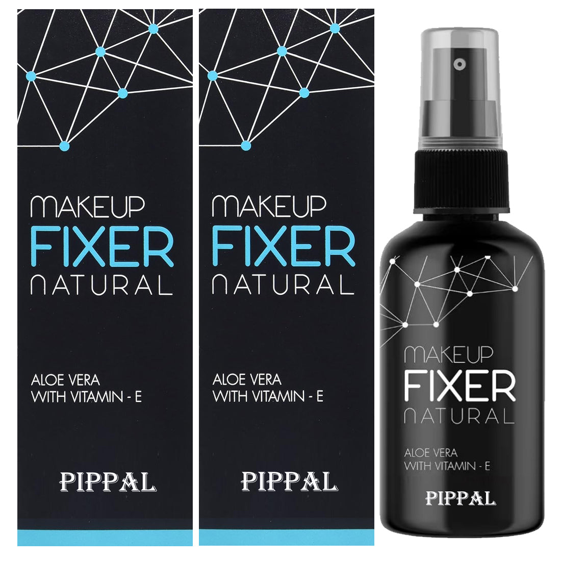 Pippal Beauty Makeup Fixer spray with Vitamin E and Aloe Vera, hydrating long-lasting dewy setting spray in 80ml bottles, pack of 2.