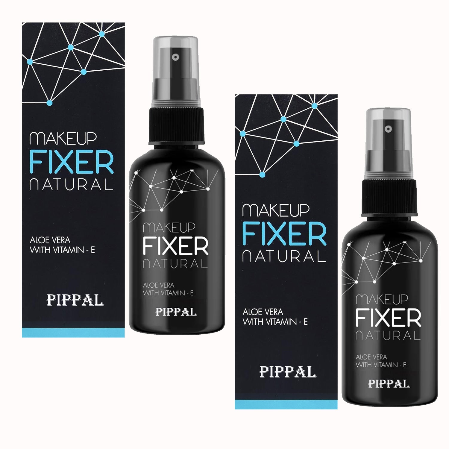 Pippal Beauty Makeup Fixer spray with Vitamin E and Aloe Vera, hydrating and refreshing setting spray in 80ml bottles, pack of 2.