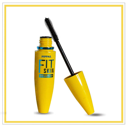 Pippal Fit Skin Ultra Volume Mascara for bold, dramatic lashes, waterproof and long-lasting, 12g, applied on eyelashes.