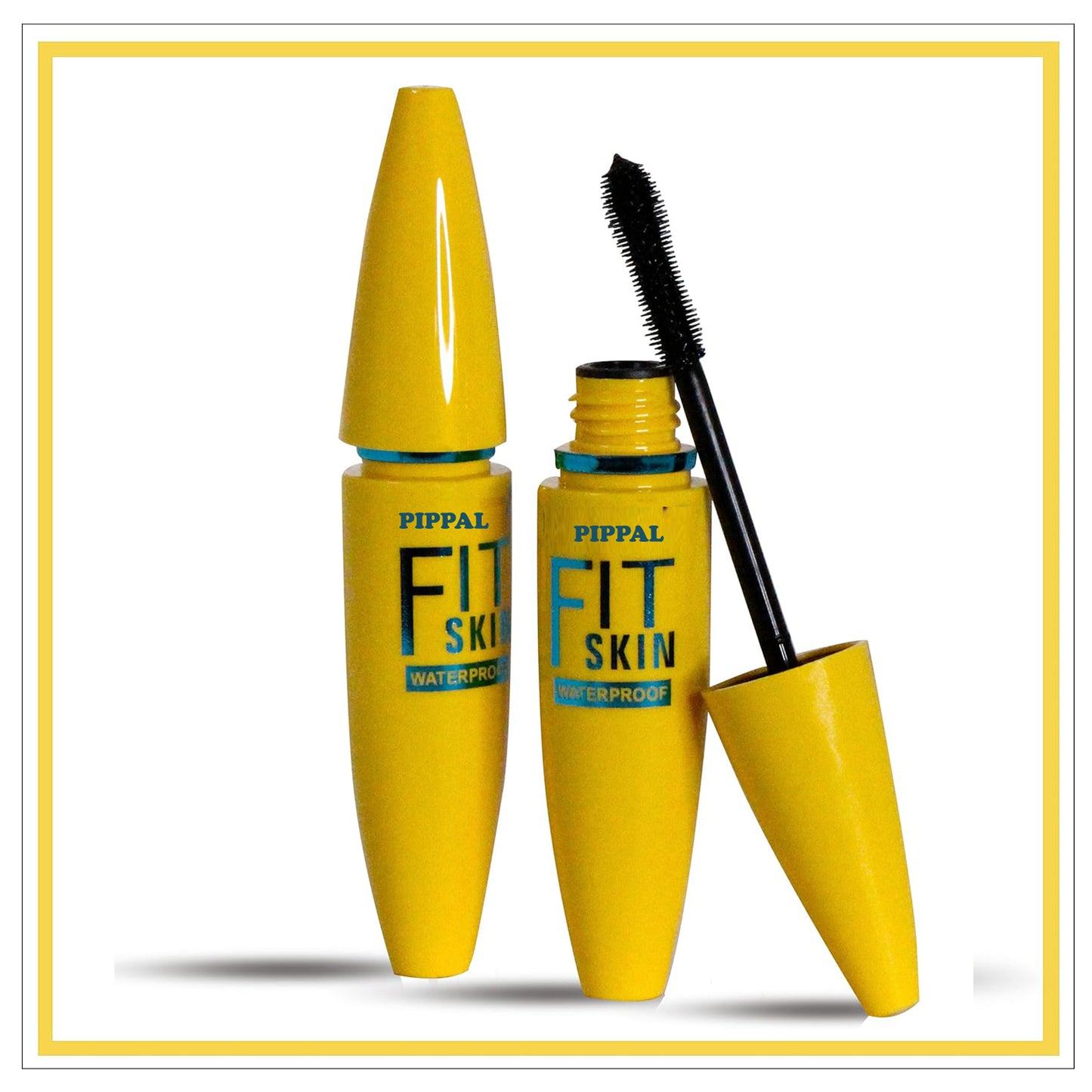 Pippal Fit Skin Mascara and Eyeliner set with black liquid mascara showing bold, volumizing lashes and waterproof formula in 12g pack.