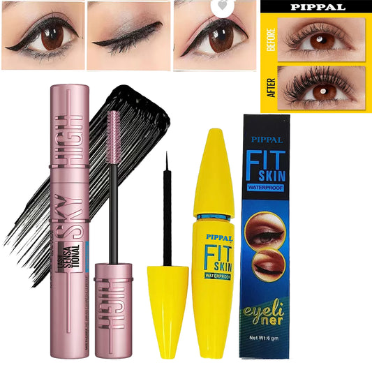 Pippal Sky High Mascara with Fit Skin Eyeliner, ultra-volume, waterproof, long-lasting, for bold and dramatic lashes, 12g.
