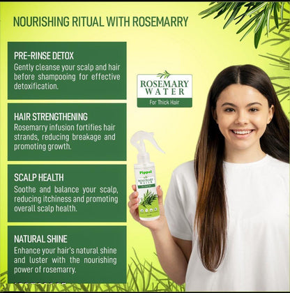 Rosemery Water Spray for Hair Growth in 100ml bottle, natural herbal hair care product by 6255, shown in a clear spray bottle