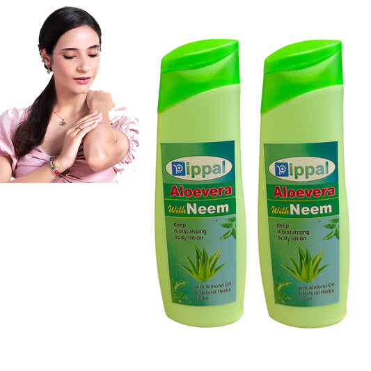 Pippal Neem Aloe Vera Skin Hydrating Body Lotion pack of 2, 100ml each, moisturizing cream for smooth skin by 6255