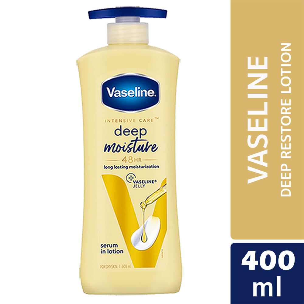 White bottle of 6255 Intensive Care Deep Moisture Body Lotion 400ml with pump dispenser, moisturizing cream for dry skin.