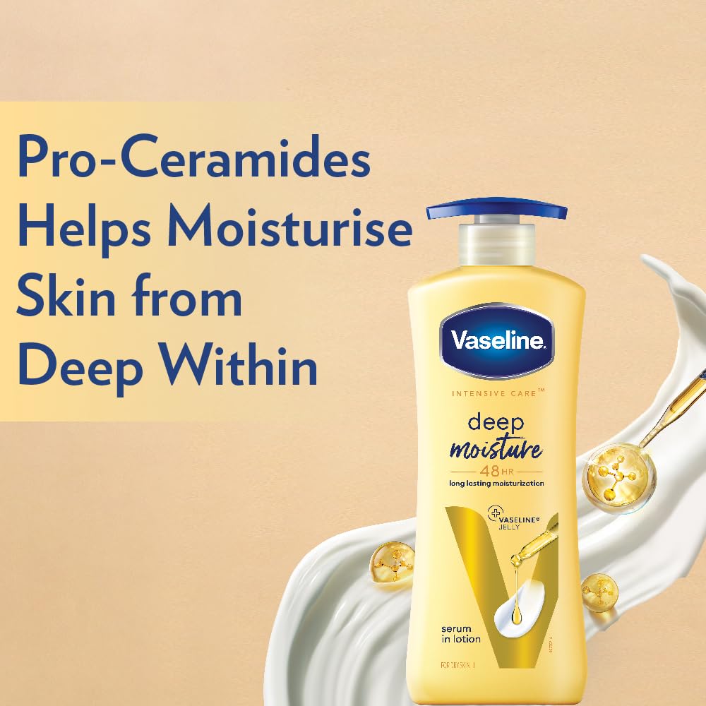 White bottle of 6255 Intensive Care Deep Moisture Body Lotion 400ml, creamy moisturizer for skin hydration.
