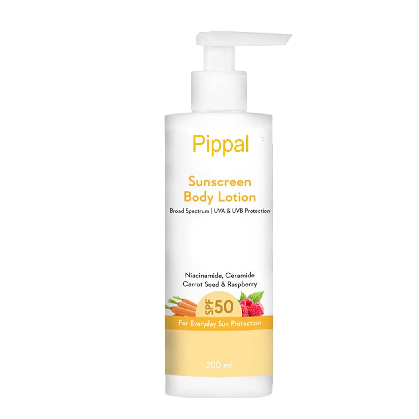 Wishcare Sunscreen Body Lotion in a 200ml white bottle, gentle cream for sun protection and skin care.