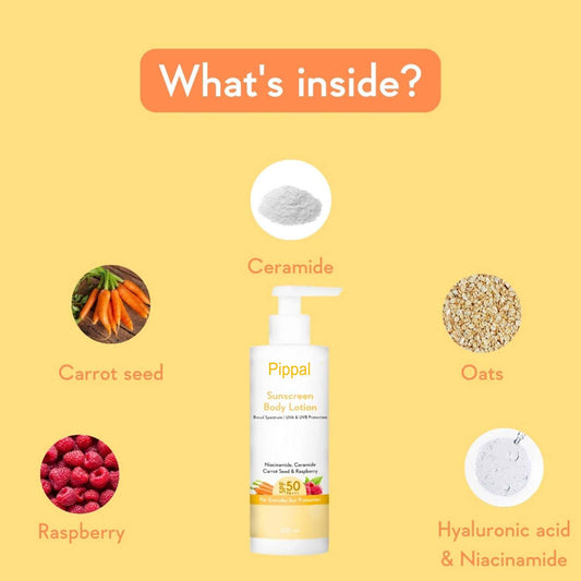 Wishcare Sunscreen Body Lotion in white bottle, 200ml, moisturizing cream for sun protection and skin care.