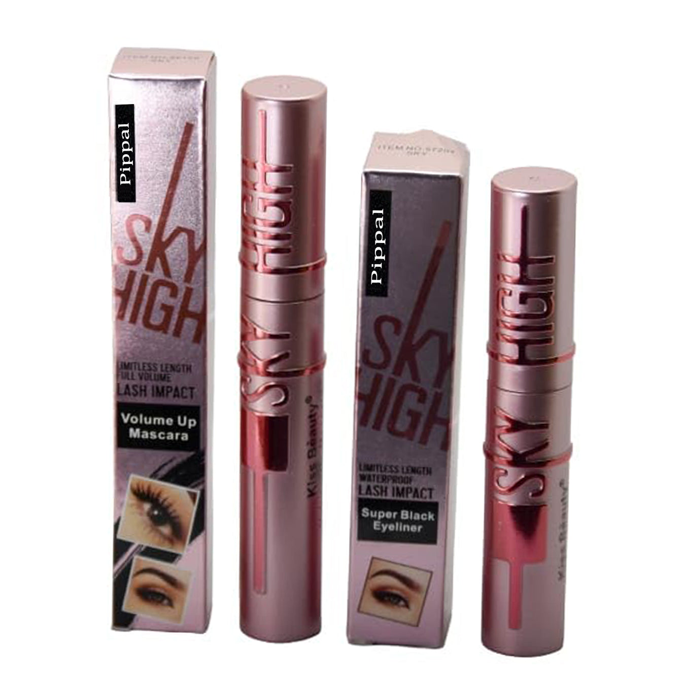 Pippal Sky High Eyeliner and Ultra Volume Mascara for bold, dramatic, long-lasting waterproof lashes in 10g.