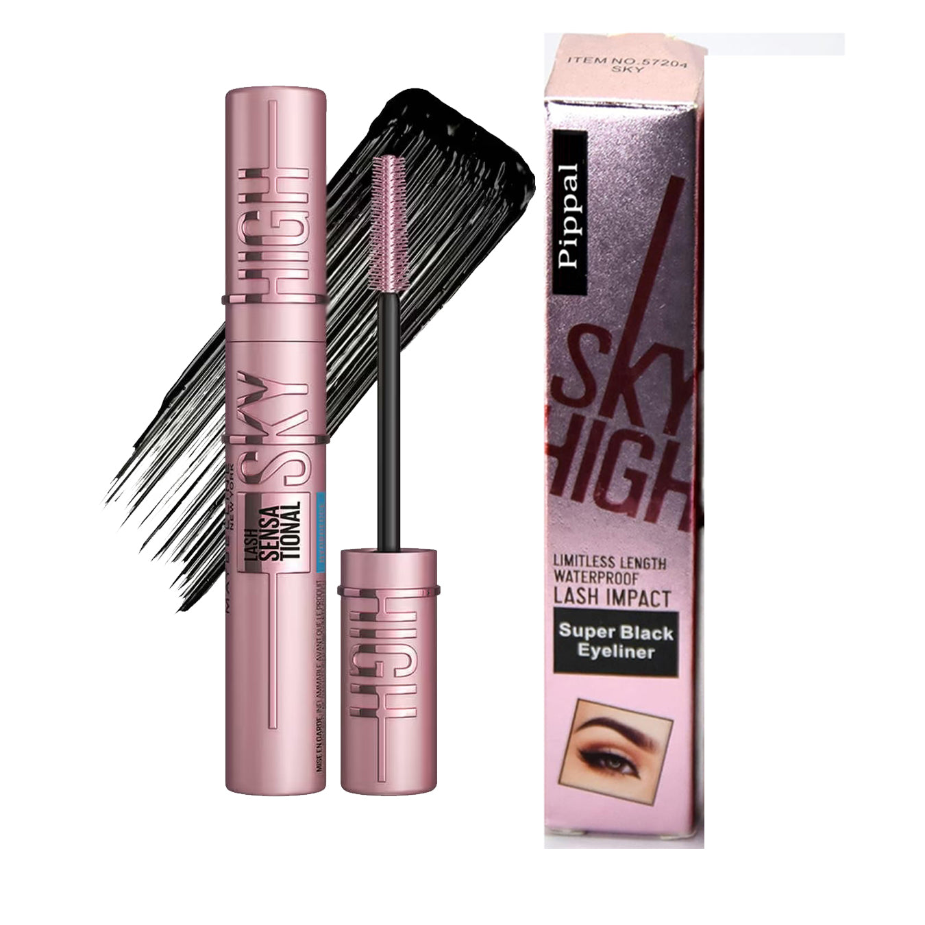 Pippal Sky High Eyeliner and Ultra Volume Mascara for bold, dramatic, long-lasting waterproof lashes, 10Gm, pack of 1.