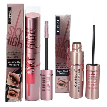 Pippal Sky High Eyeliner with Ultra Volume Up Volumizing Waterproof Mascara, 10Gm, black, in a sleek tube.
