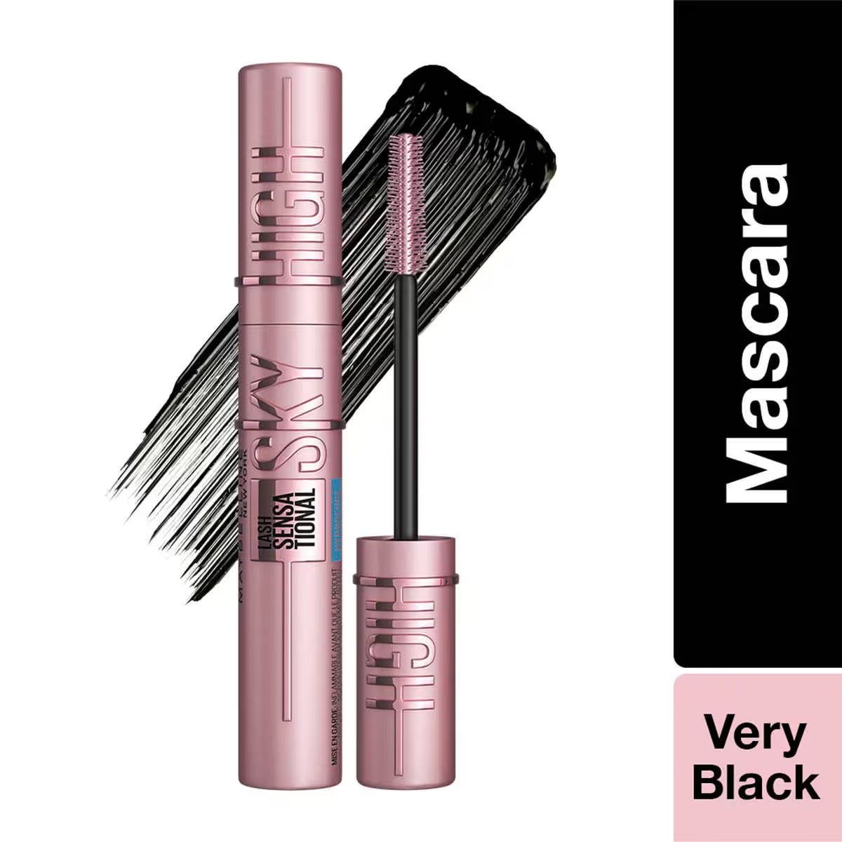 Pippal Sky High Mascara with bold, dramatic volumizing lashes, waterproof formula, black color, 10g.