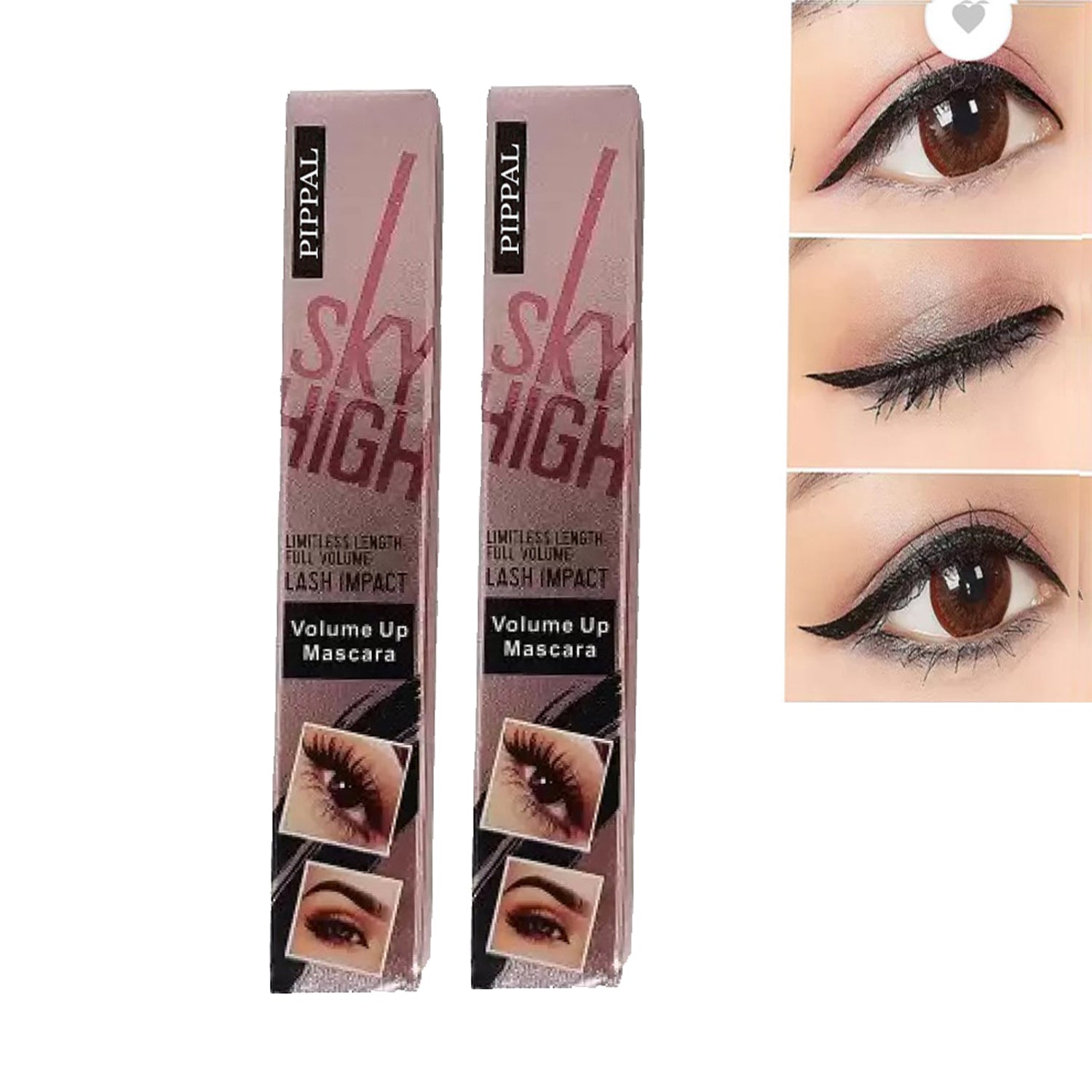 Pippal Sky High Mascara for bold, dramatic lashes, ultra volumizing, waterproof formula, 10Gm pack of 2, brand 6255