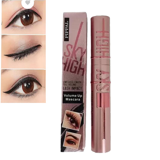 Pippal Sky High Mascara ultra volume waterproof mascara in 10g, showcasing long, thick lashes with volumizing formula.