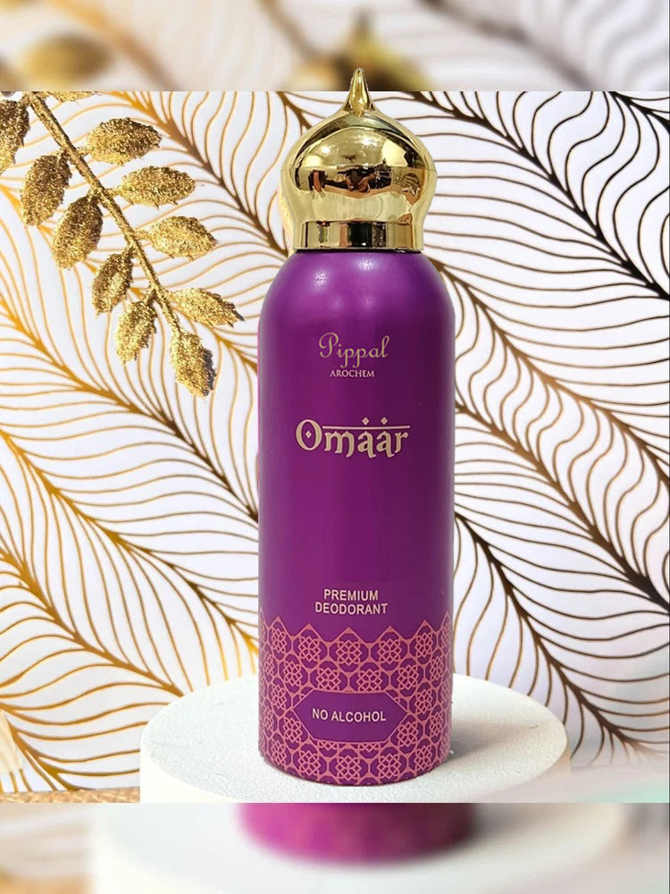 Omaar PREMIUM DEODORANT alcohol-free spray in 200 ml bottle, natural perfume scent, for men and women.