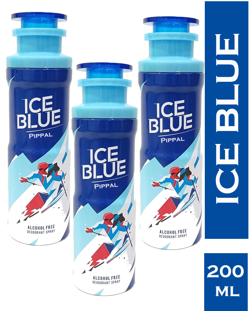 Set of three Ice Blue alcohol-free deodorant sprays by 6255, 200ml each, featuring a refreshing and clean scent.