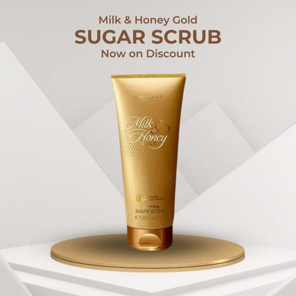 Oriflame Milk & Honey Gold Smoothing Sugar Scrub 200g, natural exfoliating cream for skin smoothing and renewal.
