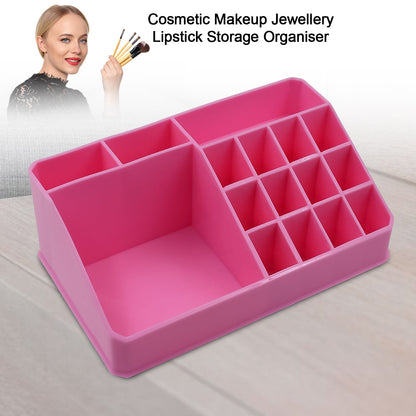 Wukusy makeup organizer with drawer, plastic cosmetic storage box for lipstick, skincare products, and beauty accessories.