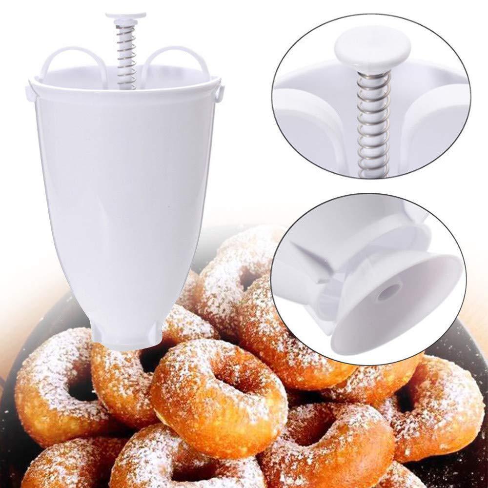 Wukusy 646 Mini Donut Maker Dispenser in plastic, compact kitchen tool for making small donuts or vadameduwada.