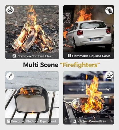 Fire Stop fire extinguisher for camping, compact 500 ml safety device for fire emergencies during outdoor activities.