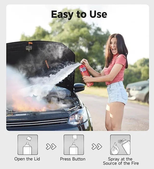 Fire Stop fire extinguisher for camping, with a 500ml capacity, designed for outdoor fire safety and fire starter control.
