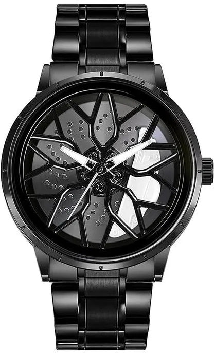 Men's digital watch featuring a stereoscopic car wheel design from 6493 brand, displayed on a wrist.