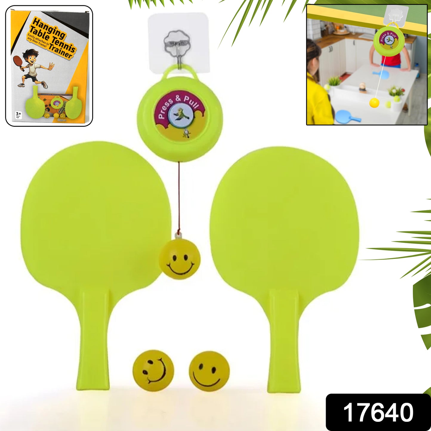 Wukusy portable indoor hanging table tennis set with three balls for self-training on a compact table tennis training system