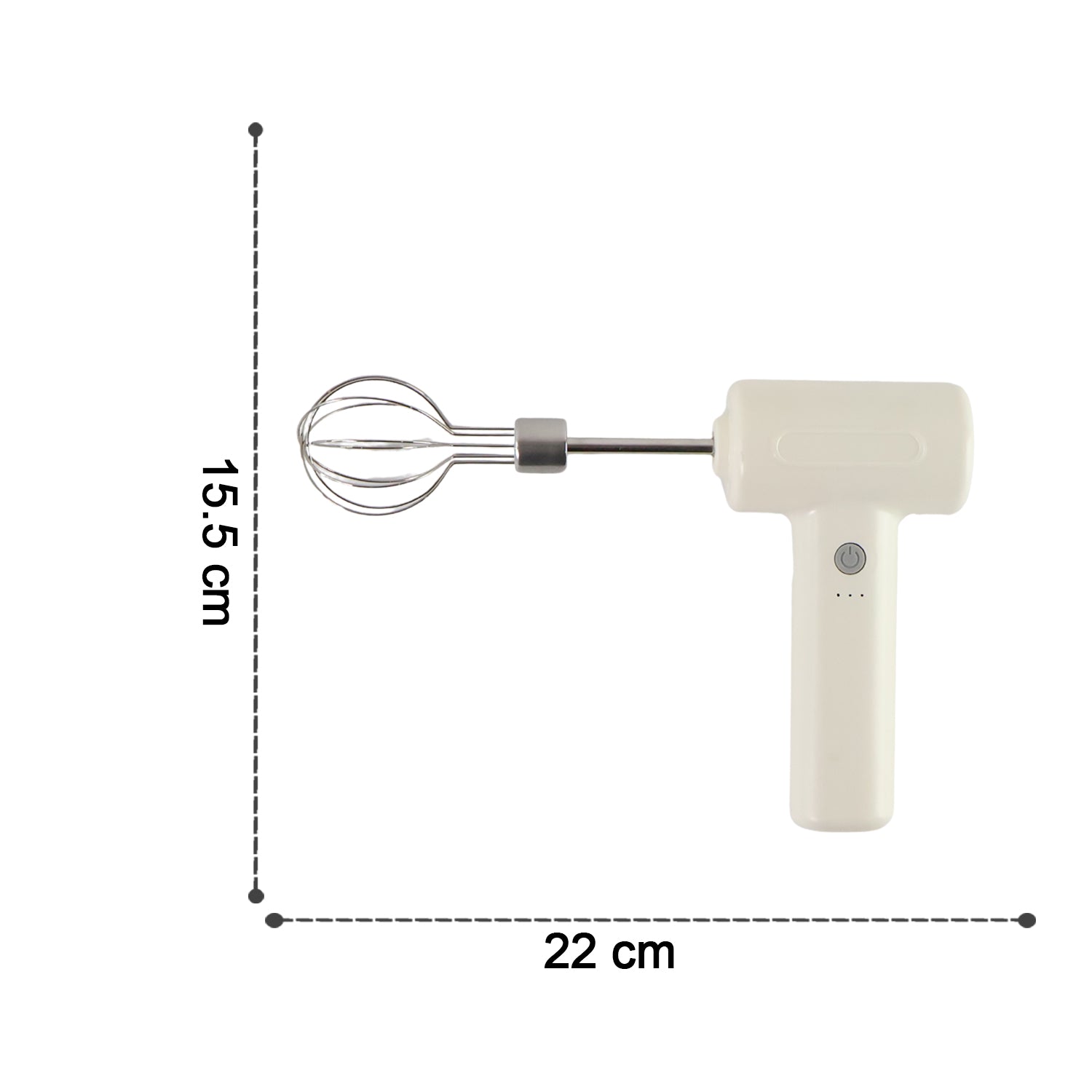 Wukusy cordless electric whisk and egg beater with ergonomic handle and stainless steel beaters on a white background