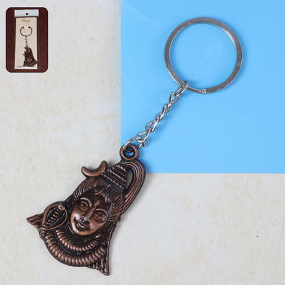 Wukusy Lord Shiva Adiyogi metal keychain set with two mix design keychains featuring intricate Shiva symbols and motifs.